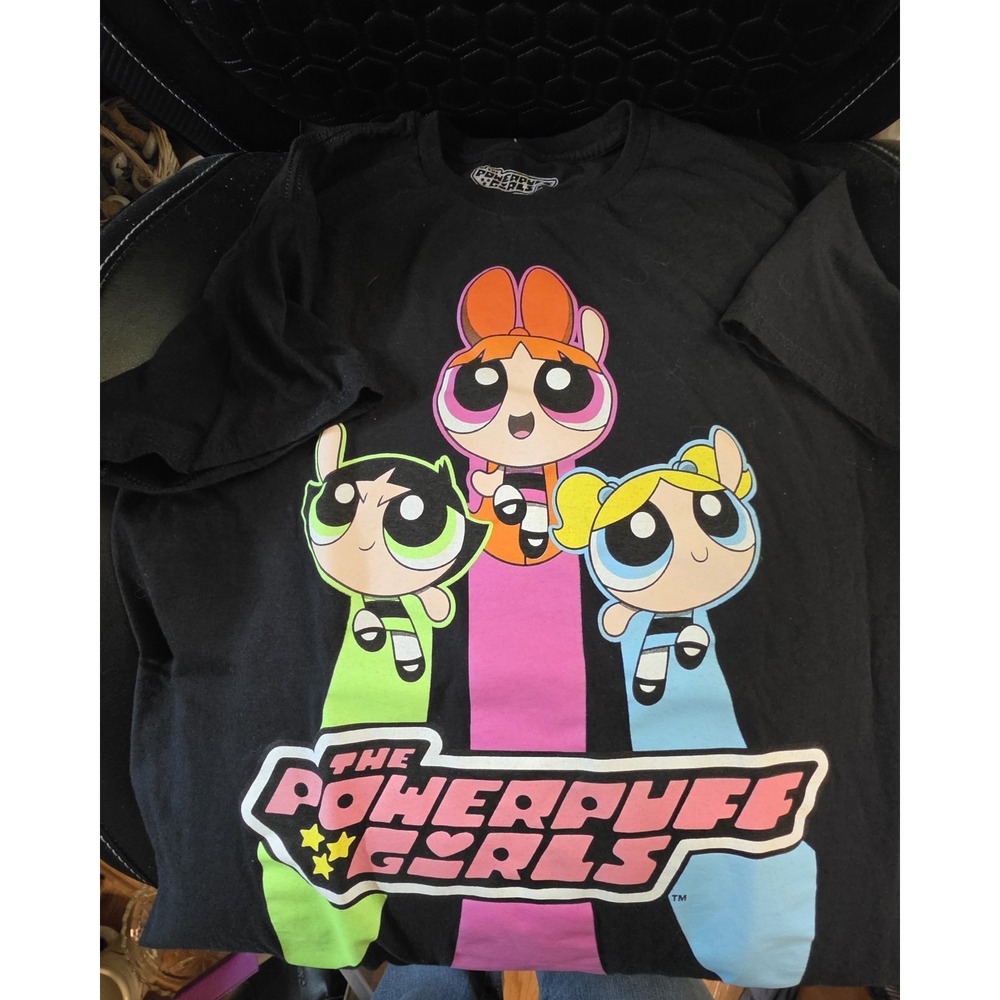 The Powerpuff Girls Graphic T-Shirt Black 90s Cartoon Network Size Medium